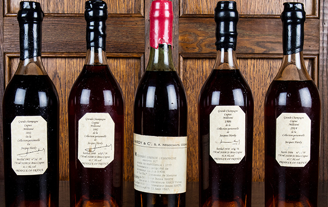 The five rare Cognacs were part of Jacques Hardy's private collection