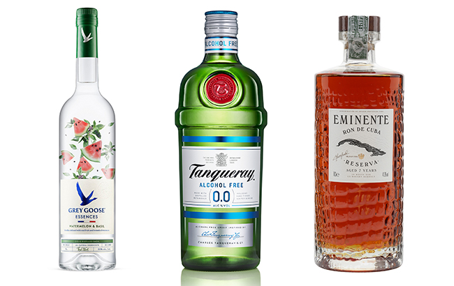non-alcoholic Tanqueray and botanical-infused Grey Goose