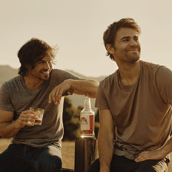 Paul Wesley and Ian Somerhalder drinking Brother's Bond Bourbon