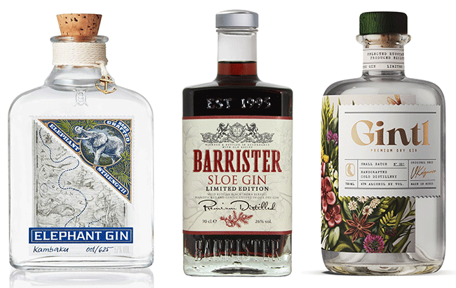 Three award-winnings gins