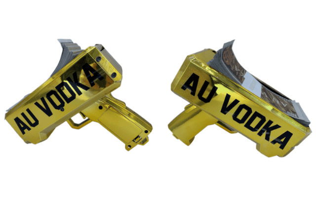 Au Vodka's gun-shaped merchandise