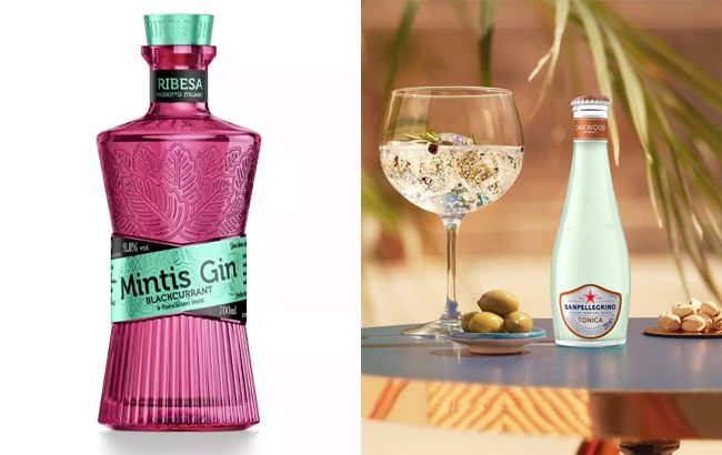 Mintis Gin Blackcurrant and Sanpellegrino Tonica Oakwood