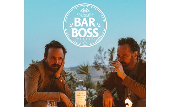 Dos Hombres Bar Boss-competition poster, featuring Aaron Paul and Bryan Cranston