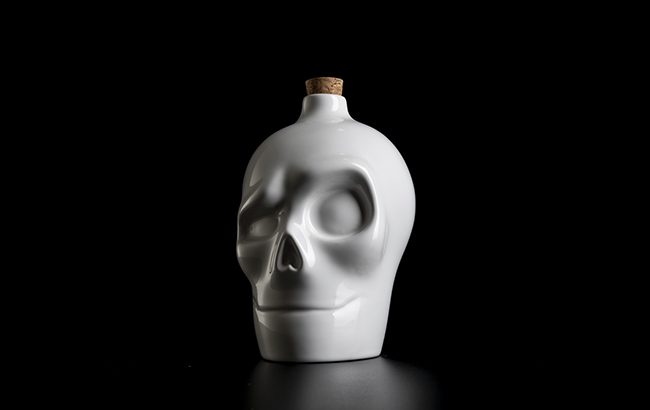 Rum Cab-ron bottle in the shape of skull