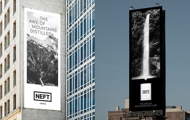 Neft vodka adverts on billboards