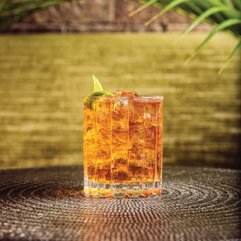 irish whiskey in Old fashioned cocktail with an lemon twist