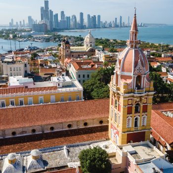 A high angle view of Cartagena city in Colombia, South America.