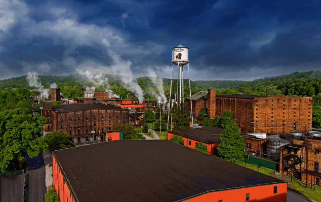 An aerial view of the Buffalo Trace Distillery