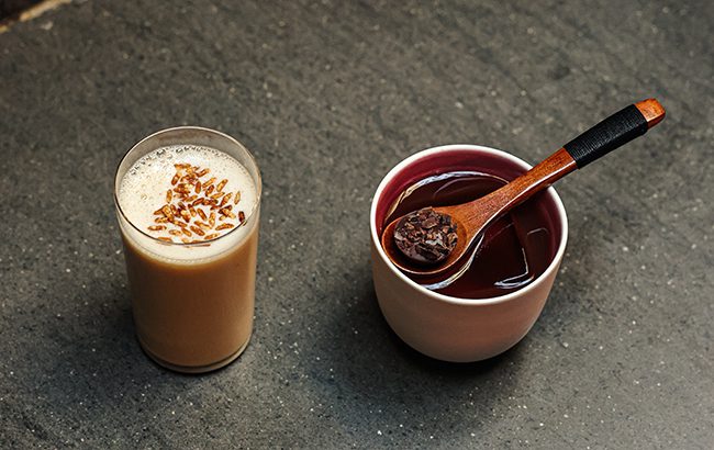 Danico: Tupánanchiskama (left) features tonka-infused Bacardí 8 rum, while Torito de Pucará (right) has Woodford Reserve and cacao