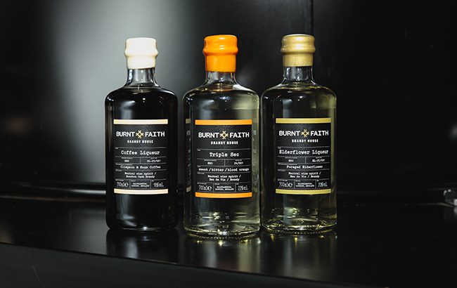 Burnt Faith liqueurs line up
