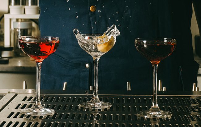 Tiny cocktails at Momus bar in Madrid