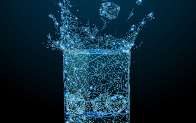 A vector graphic of a whiskey glass to capture the ways in which the spirits industry can adapt to new technology