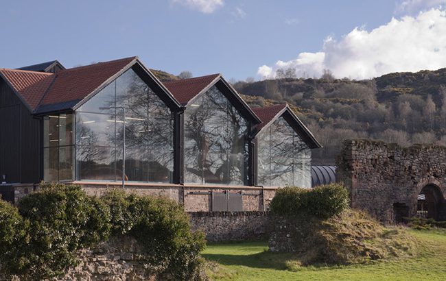 Lindores Abbey Distillery from Abbey ruins