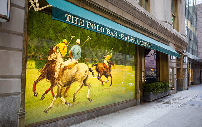 New York City, NY, USA - March 8, 2016: Ralph Lauren Polo bar exterior