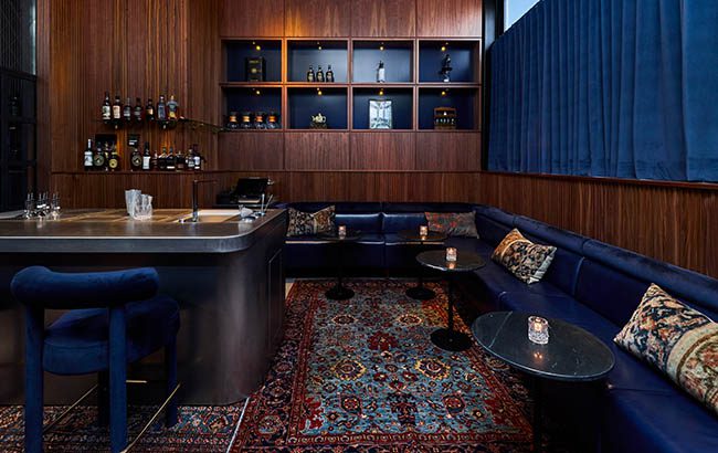 Blue Vault bar, by Carver Road Hospitality and Ross & Squibb Distillery’s Remus Bourbon
