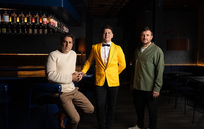 L-R: Maybe Group’s co-founder Vincent Lombardo, general manager Eduardo Conde, and co-founder Stefano Catino
