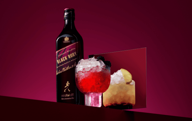 johnnie Walker Black Ruby bottle and cocktail