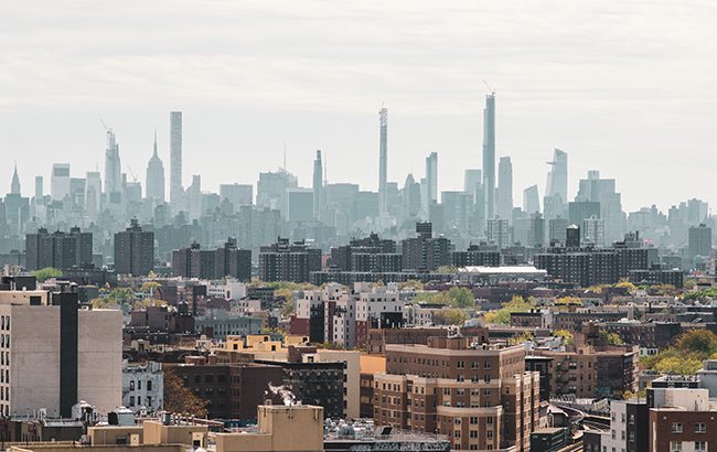 Panorama of NEW YORK CITY with the bronx's neighborhood.