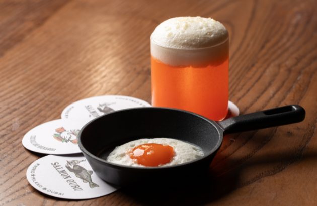 Salmon Guru disguises cocktail as a fried egg