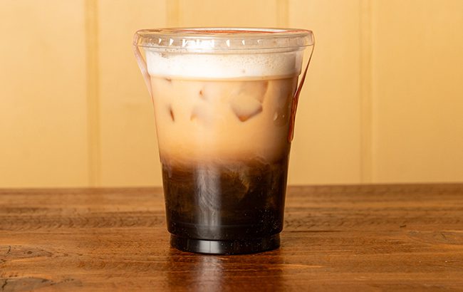 Iced cappuccino in a clear cup