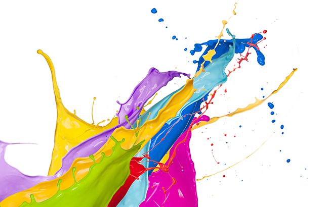 Colored splashes isolated on white background - arty spirits packaging