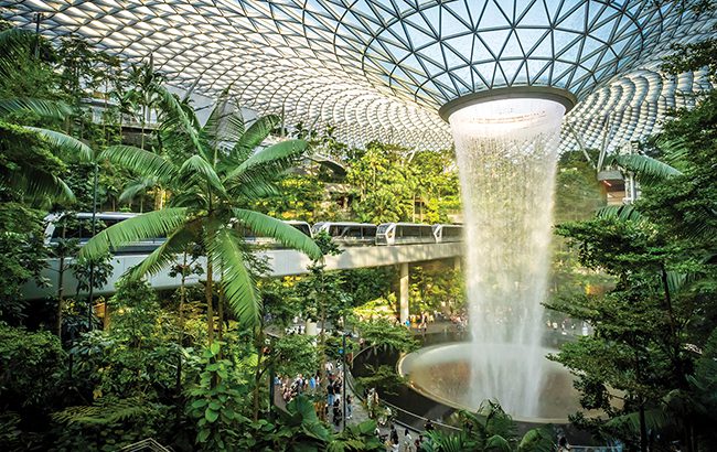 Changi Airport, Singapore. 27 October 2024. The free transport Changi Airport Skytrain goes through The Jewel in Singapore.