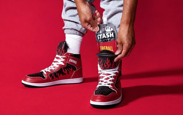 Fireball creates hightops with whiskey pouch